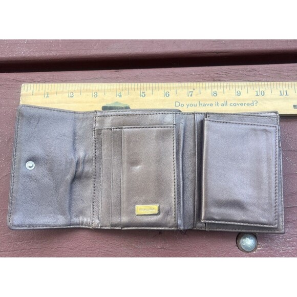 PERLINA Vintage Grey Metallic Leather Wallet Credit Card Holder - Picture 12 of 12